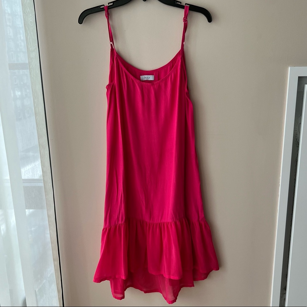 MAY bright pink high-low dress. Size S